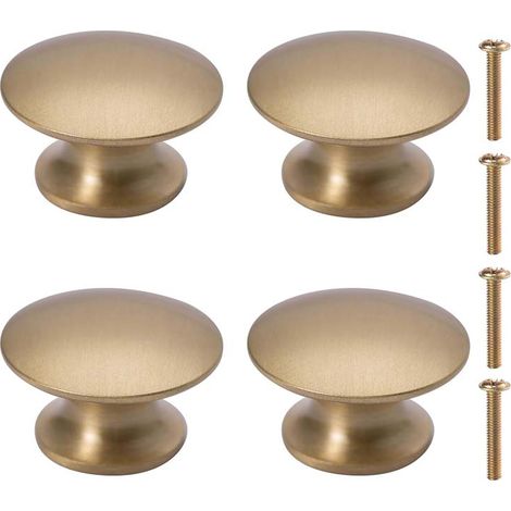 4Pcs Bouton de Meuble Boutons de Tiroirs Boutons D'armoire en Laiton Massif Poignées de Meuble Rondes Doré pour Armoire de Cuisine,Commode25x16mm (1/5)