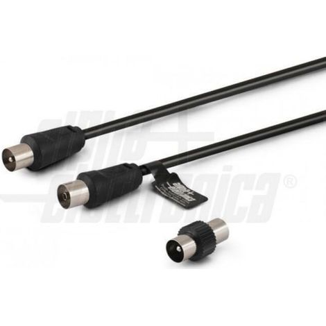Alpha elettronica cavo da spina tv m-f nero adattatore m-m 3m poly (1/3)