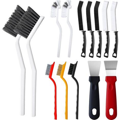 Ensemble de 14 brosses de nettoyage pour recoins, brosse de nettoyage en forme de V, outils de nettoyage à poils rigides