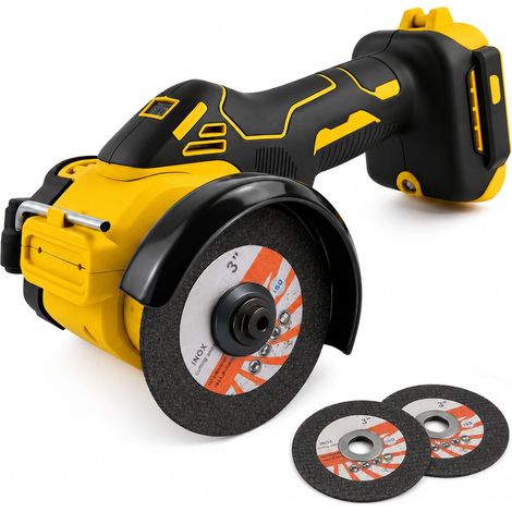 Meuleuse d'angle sans fil compatible avec 18 V 20 V – 20 000 tr/min Meuleuse d'angle sans balais avec lumière LED et 2 disques à tronçonner 7,5 cm Outil de ponçage sans fil pour métal, bois (1/5)
