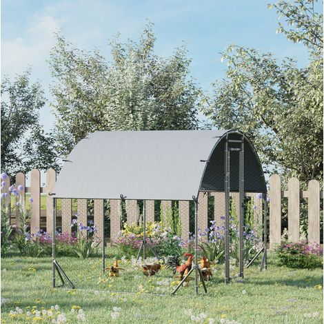 Perrera para gallinas de acero 280 x 190 x 197 cm con techo UV y puerta con cierre OKMYHOME (1/5)