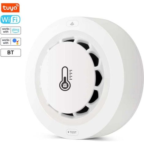 Détecteur de fumée intelligent Tuya WiFi, capteur de température et d'humidité multifonction, prend en charge l'alarme push, fonction de liaison/partage intelligente/fonction de groupe