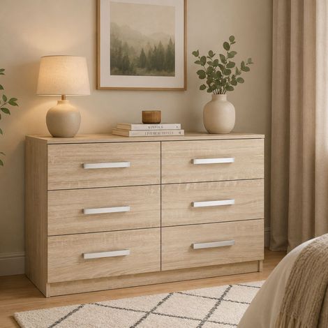 Cassettiera Laganaro, 6 Cassetti, Apertura Scorrevole, Chiusura Scorrevole, 112x43x79h cm Marrone Rovere (1/4)