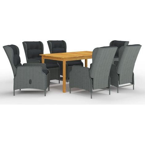 FIMEI Ensemble de salle à manger de jardin 7 pcs Gris clair (1/5)