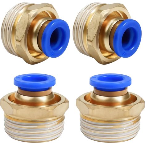 4 Stück 8mm 1/2′′ PT Außengewinde gerade Push to Connect Fittings, raccord à vis enfichable, PT filetage extérieur droit, Connexions Pneumatiques Industrielles Bleues pour Compresseurs d'Air(PC8-04) (1/5)