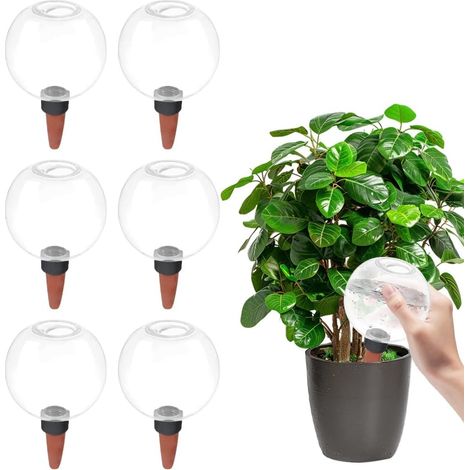 Boule D'irrigation - Lot De 6 - Céramique Et PP - 500 Ml - Arrosage Automatique - Intérieur Et Balcon - Transparent (1/5)