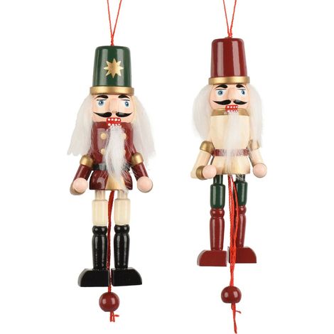 Pendente schiaccianoci in legno FSC 4 x 2,5 x 12,5 cm colori modello assortito Peraga Christmas