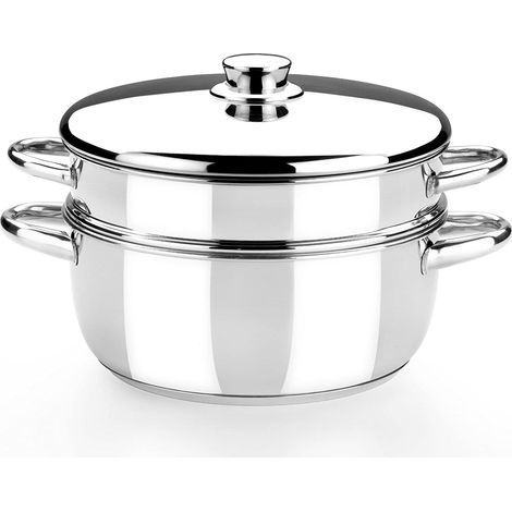 Olla Vapor Monix Optima 20cm Acero Inox 18/10 con Tapa de Cristal