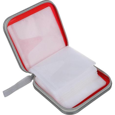 Étui de rangement rigide rouge pour 40 CD/DVD - Pochette de transport/étui portefeuille (1/5)