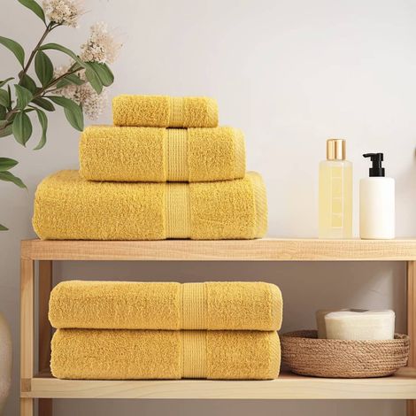 vidaXL Premium Bath Towels "SOLUND" 4 pcs Gold 100x150 cm 600 gsm (1/5)