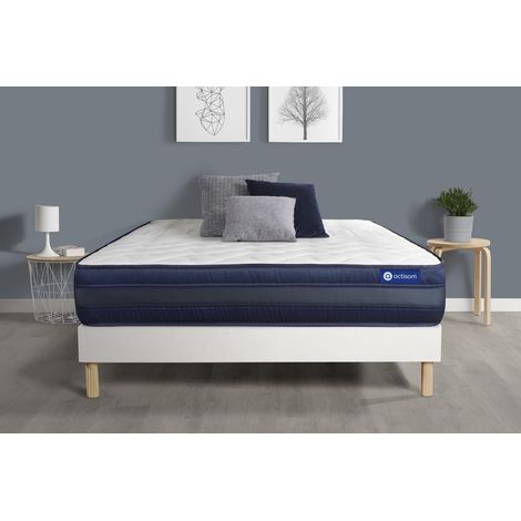 Ensemble matelas ACTIFLEX TECH 90x190 Mémoire de forme Maxi épaisseur 5zones de confort + sommier KIT blanc (1/5)