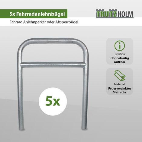 5x Fahrradanlehnbügel 115 x 78 cm Stahl feuerverzinkt Ø 49 mm zum Einbetonieren Fahrradständer Typ H (1/5)