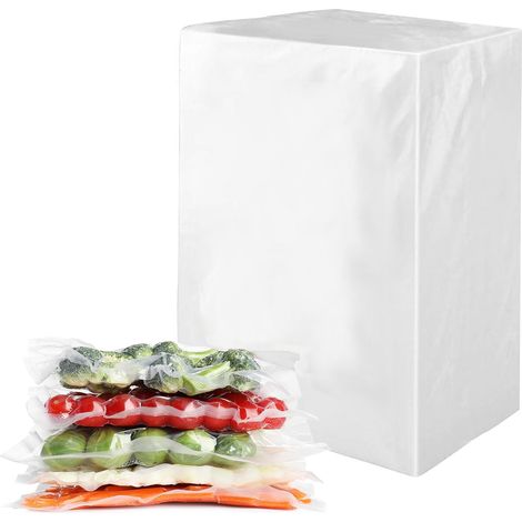Lot de sacs sous vide, transparents, système compression air, plastique durable, conservation aliments (1/5)