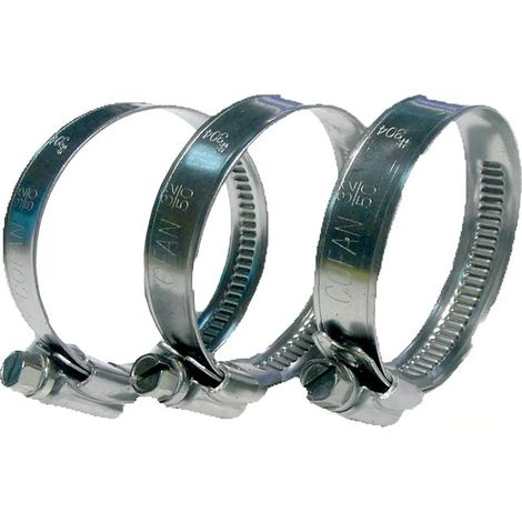 Morsetto INOX A-2, fascia da 9 mm, campo di regolazione 60-80 mm, con gancio filettato incorporato