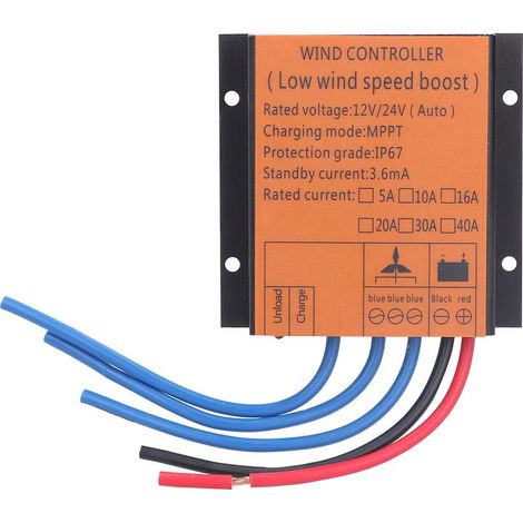 Contrôleur d'éolienne régulateur de Charge MPPT basse tension avec lumière LED 100W-400W 12V 24V16A (1/5)
