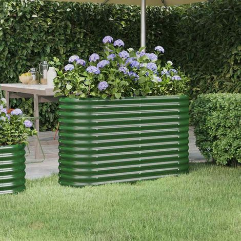 Lit surélevé de jardin-Jardinière surélevée-Bac de jardin surélevé Acier galvanisé 114x40x68 cm Vert (1/5)