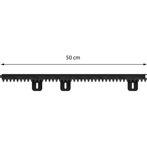 Crémaillère pour portail 50 cm 761105 – Nylon renforcé noir – 3 points de fixation – Compatible moteurs Extel Umii XC500 et Lucé 500