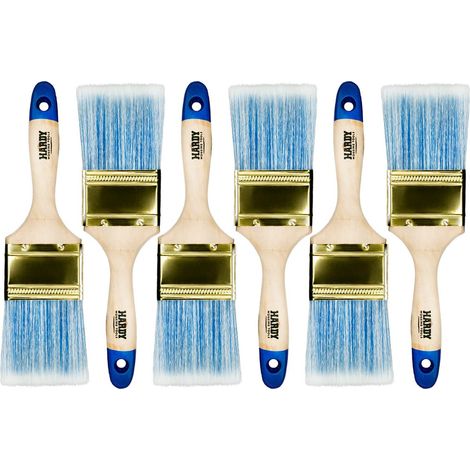 Lot de 6 Pinceaux Plats 60 mm Série 42, Pinceau pour Lasure sur Bois et Vernis Métal - Poils Synthétiques Clairs (1/4)