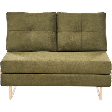 Sofá cama compacto de tela sofá para 2 personas plegable verde Jerslev (1/5)