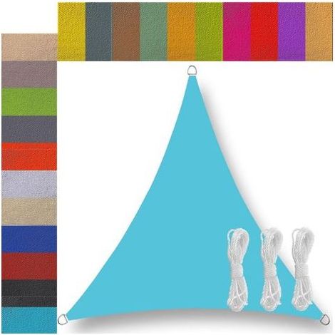 Voile d’ombrage Triangulaire Triangle Imperméable Protection UV 95% Respirante Voile d'ombrage ajourée pour Balcon Patio terrasse Jardin extérieur Lac Bleu 3x3x3m (1/5)