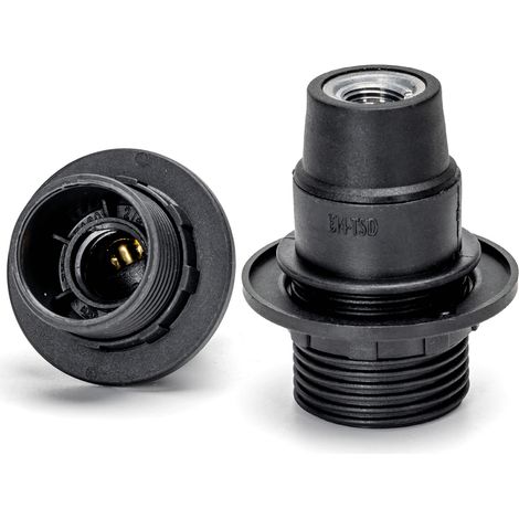 Portalampada E14 Nero 250V filettato con ghiera morsettiera a vite autobloccante in plastica Aigostar