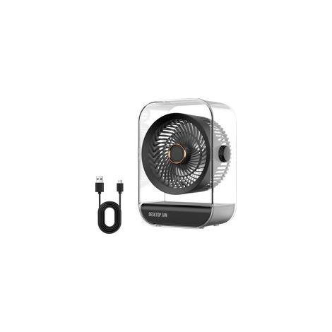 USB-Tischventilator mit 2400-mAh-Akku, tragbarer, akkubetriebener Ventilator, 5 Geschwindigkeitsstufen, leiser Betrieb, 360°-Drehung, für Zuhause, Büro, Schlafzimmer und den Außenbereich (1/5)