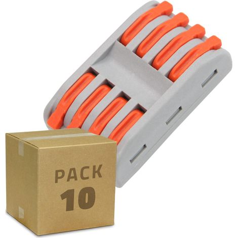 10 Pack Schnellverbinder 4 Eingänge und 4 Ausgänge SPL-4 zum Spleißen von Elektrokabeln mit 0,08–4 mm²  Grau (1/5)