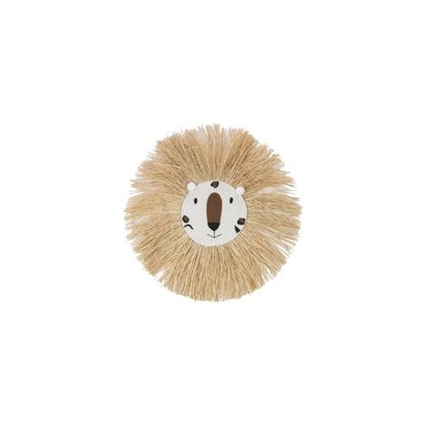 Handgeflochtener Stroh-Wandbehang mit Löwen- und Tigermotiv fürs Babyzimmer - 3-Crezuo