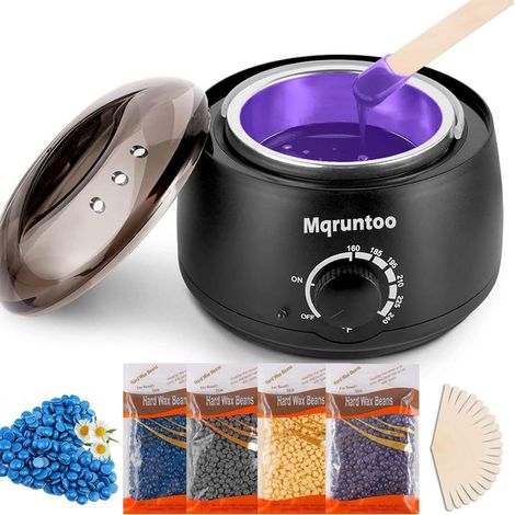 Chauffe Épilation à la Cire Chaude 500ml,Avec 400g de fèves de Cire et 10 Baton de bois, Profitez epilation cire chez vous (1/5)
