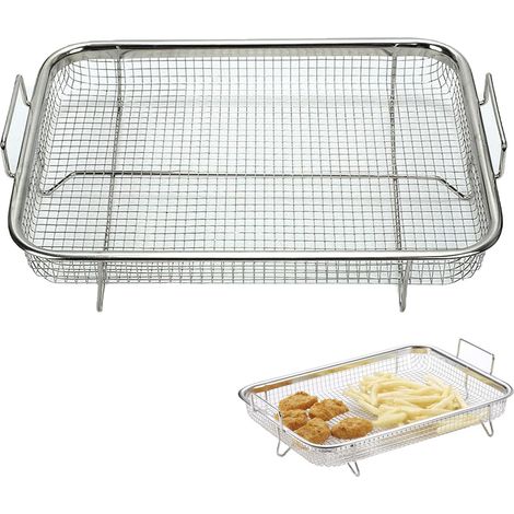 Panier Barbecue, Panier Légumes Acier Inoxydable, Plaques et Grilles pour Cuisson au Four, Plaques à Pâtisserie Avec Grille, pour Cuire des Biscuits, Griller,Charger des Fruits et Légumes(30x22x5,5cm) (1/5)
