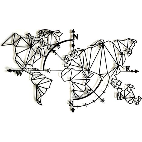 Decorizzly® Decorazione da parete con mappa geografica della bussola (1/5)