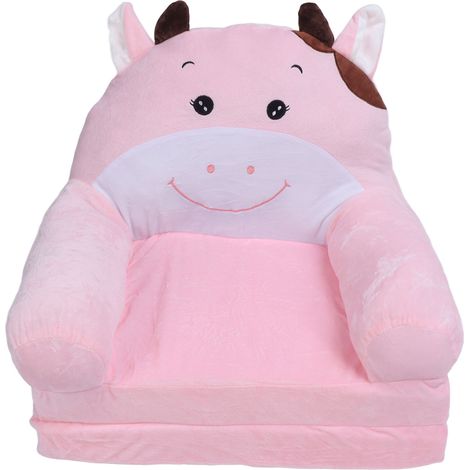 Canapé-lit pliable pour enfants, motif vache rose, doux et confortable, 2 couches, idéal pour la chambre des garçons et des filles. (1/5)