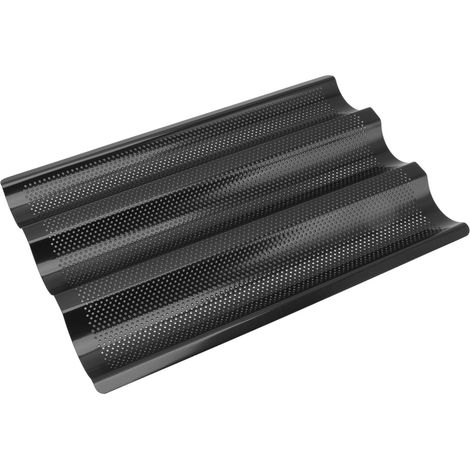 Moule à baguettes en acier inoxydable en forme de U, à cuisson uniforme et perforé, idéal pour la préparation de baguettes maison. (1/5)