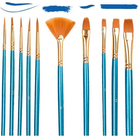 Ensemble de 10 pinceaux acryliques pour la peinture artistique, pinceaux synthétiques en nylon pour la peinture acrylique, l'aquarelle et la peinture à l'huile, pour débutants et artistes. (1/5)