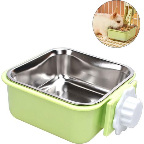 Mangeoire suspendue amovible 2 en 1 en acier inoxydable pour animaux de compagnie - Verte (1/5)