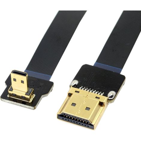 Micro HDMI vers HDMI mâle Extension FPC câble plat 1080P 90 degrés vers le bas coudé 0.2M (1/5)