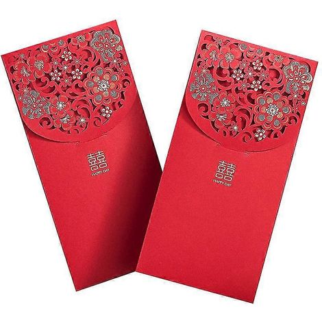 10 Stück chinesische rote Umschläge Glücksgeld-Umschläge Hochzeit rotes Paket für Neujahrshochzeit (7 x 3,4 Zoll) (1/5)