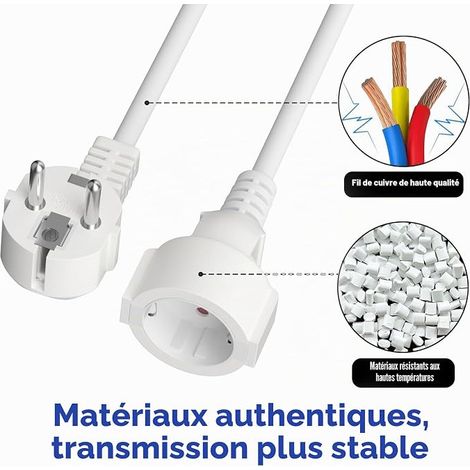 Extension Cord Extension Cord Extension Cord H05VV-F3G 1.5 mm² Extension Cable Electric Extension Cable White (1/4)