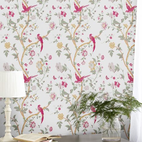 Papier peint intissé à motif Summer Palace Peony 1005 x 52cm – Raccord droit 64cm – Résistant à la lumière – Entretien facile – Laura Ashley