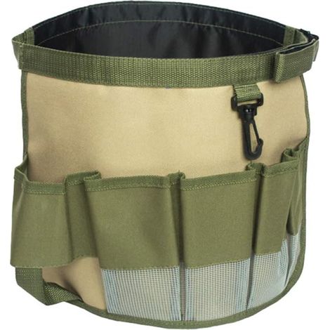 Gartenwerkzeug-Gürteltasche, 600D wasserdichter Oxford-Stoff, Eimer, Werkzeugtasche, multifunktional, faltbar, transparente Taschen, Gartenwerkzeug-Organizer, Werkzeugtasche, Grün (35 x 27 cm) (1/5)