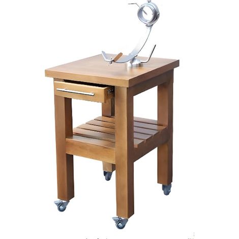 Table à jambon en bois avec support à jambon rotatif à 360º en acier inoxydable - Longueur 57 x Profondeur 51 x Hauteur 90 cm