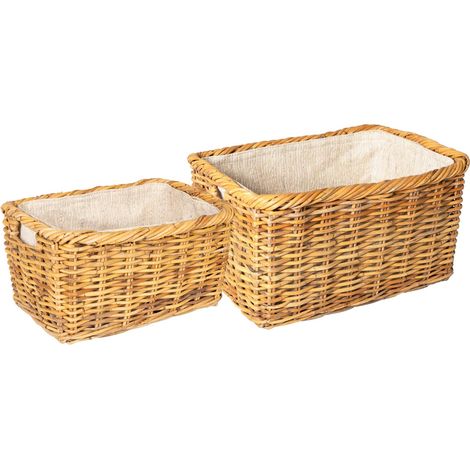 Firewood Basket 2 pcs Natural Brown Kubu Rattan vidaXL (1/5)