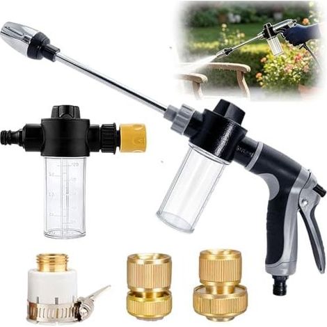 Hochdruck-Spritzpistole für Gartenschläuche, Turbo-Wasserreiniger, einstellbarer Wasserdurchfluss, Autowäsche, Bewässerung, Haustierdusche (1/5)