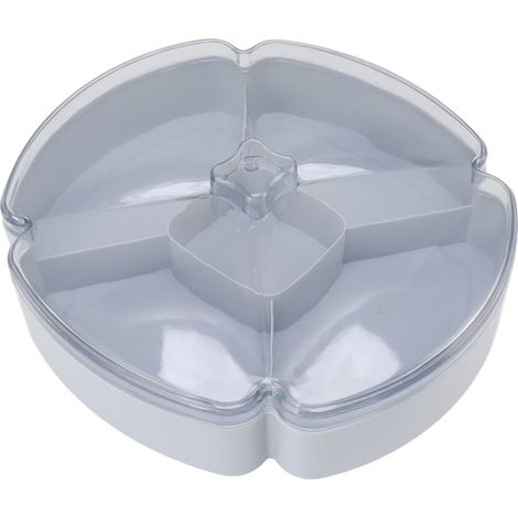 Assiette compartimentée ronde en plastique bleu pour apéritif, fruits, noix et bonbons, 5 sections pour Noël ou Nouvel An chinois (1/5)