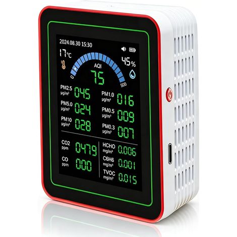 18 in 1 Indoor Air Quality Monitor, Portable Detector Indoor Air Quality Measuring Devices for /Pm2.5/Pm1.0//Temp Humi for Home, Office, School, Hotel (1/5)