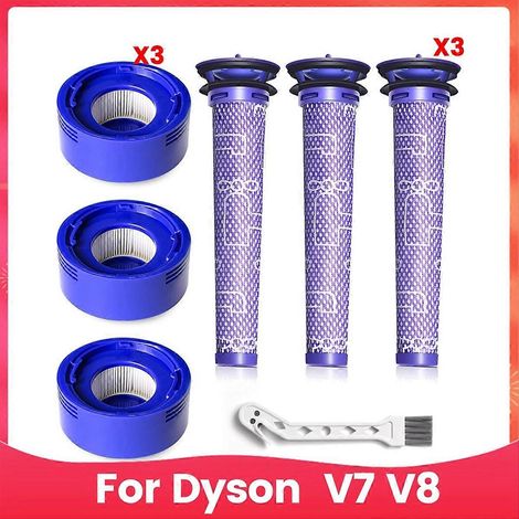 Jeu de 6 Filtres de Rechange pour Aspirateur V7 V8, 3 Filtres Pré-Moteur et 3 Filtres Épuration, Compatibles Dyson, Pack de Remplacement Haute Performance (1/5)