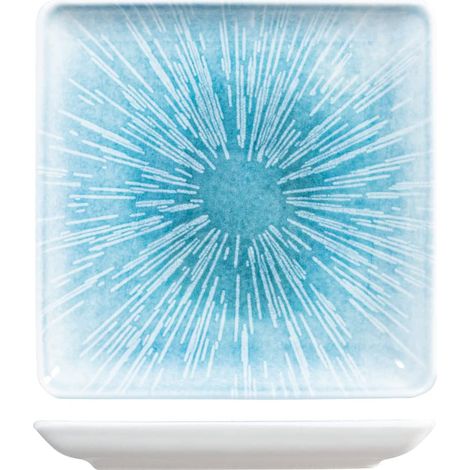 H&H Neptune Piatto Quadro in Porcellana, 19cm, Design Moderno ed Elegante, Blu Sfumato