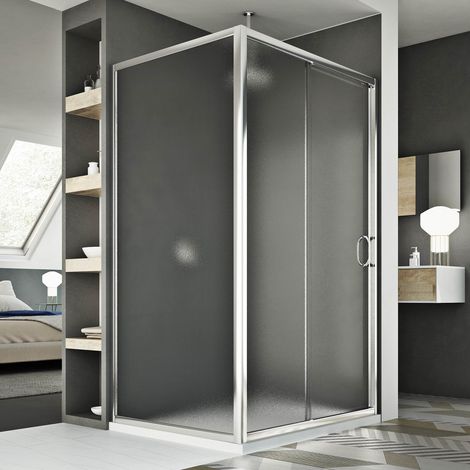 Box doccia rettangolare scorrevole vetro stampato h 185 mod. Replay Duo 1 Anta 75x120 cm