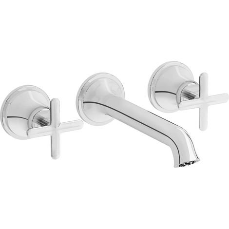 Vitra Origin Classic 3-Hole Wall Mounted Basin Mixer Tap - Chrome