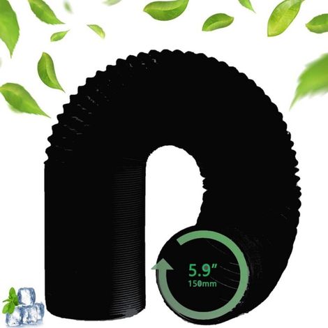 Klimaschlauch 150mm - Mobiler Klimaanlagen Abluftschlauch - Abluftschlauch Klimaschlauch - Abluftschlauch - Außenmaß Ø150mm - Länge 3m - Schwarz (1/4)
